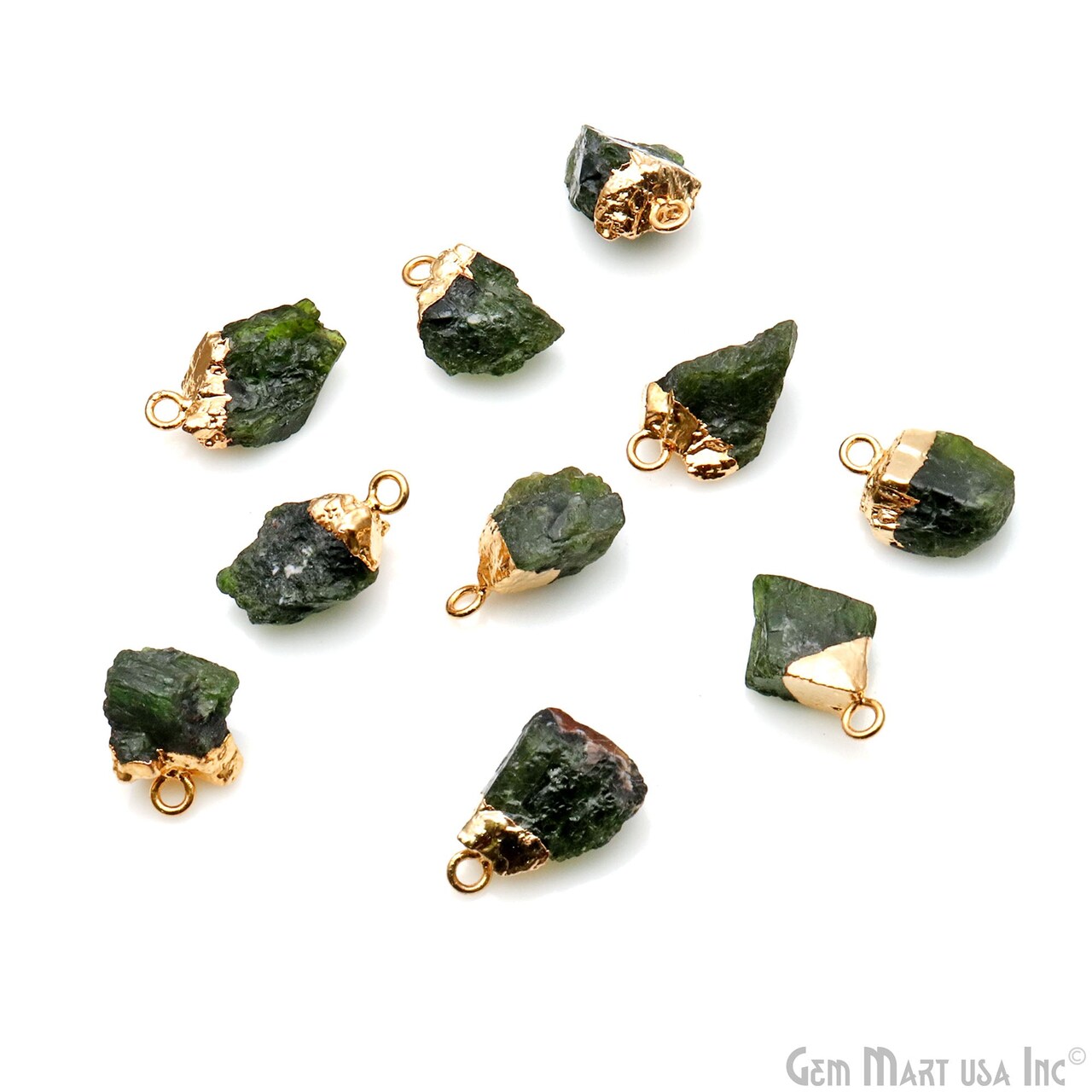Rough Gemstone Pendant, Birthstone Raw Pendant, Gold Electroplated Connector Charms, 15x10mm (Approx), 1 pc, GemMartUSA (50470)